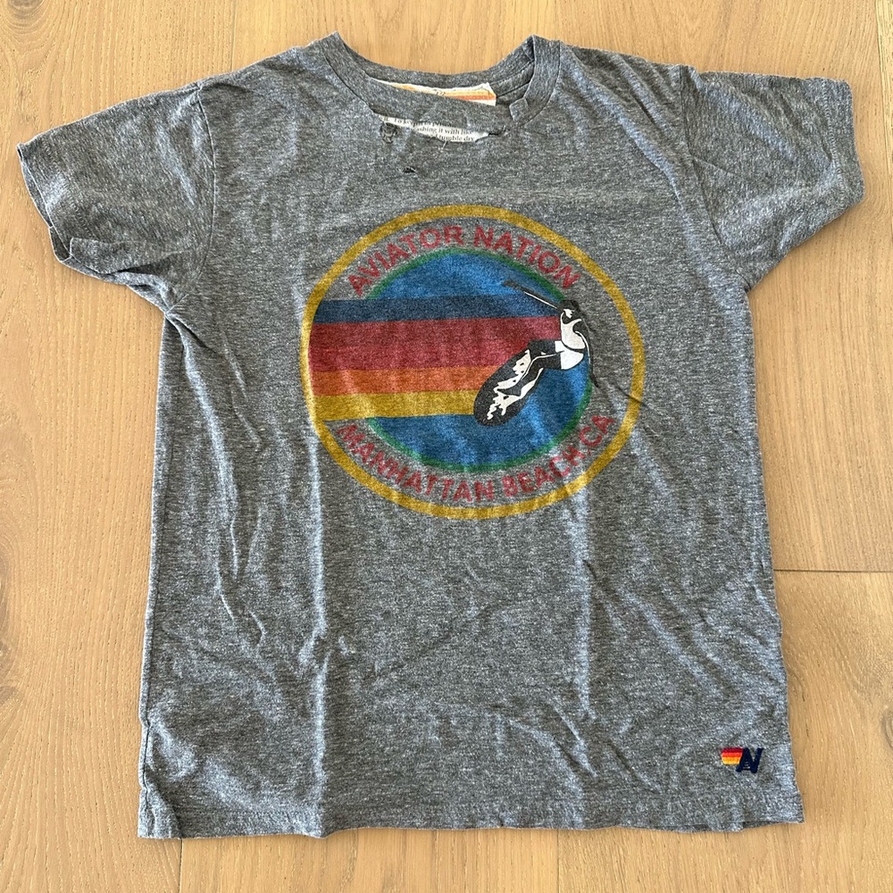 Aviator Nation Gray Kids Tee (M)